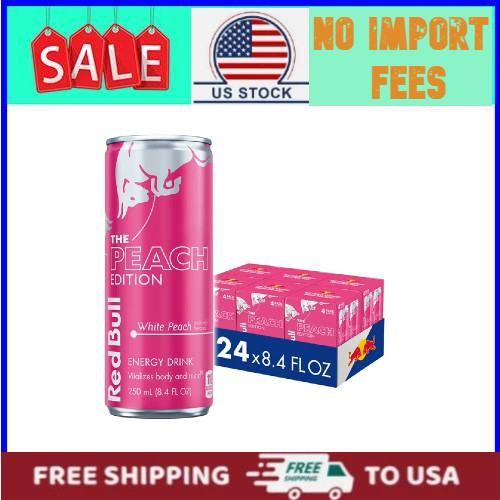 Red Bull Peach Edition Energy Drink, White Peach, 8.4 fl. oz., 6 x 4 Cans