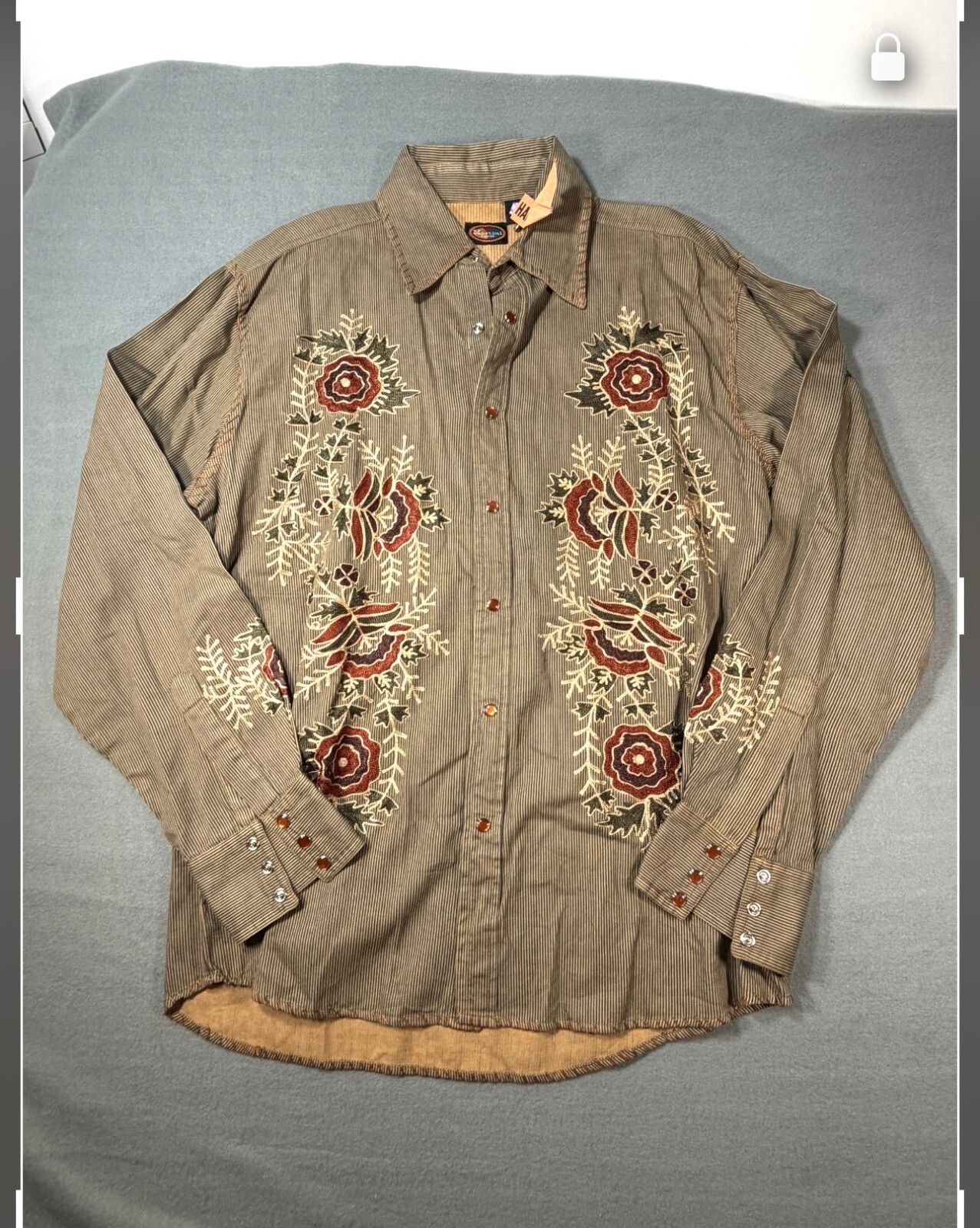 Vintage Martini Ranch Embroidered Button-Up Shirt Size L