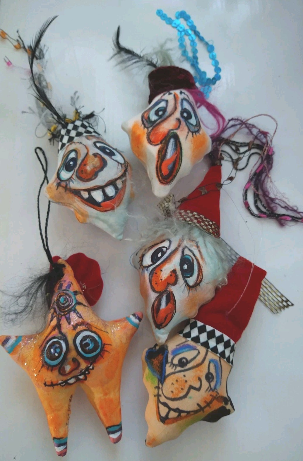 Set Of 5 Halloween Seasonal horror monsters Ghosts Heads Ornaments Ooak New 5\ Set Of 5 Halloween Seasonal horror monsters Ghosts Heads Ornaments Ooak New 5\