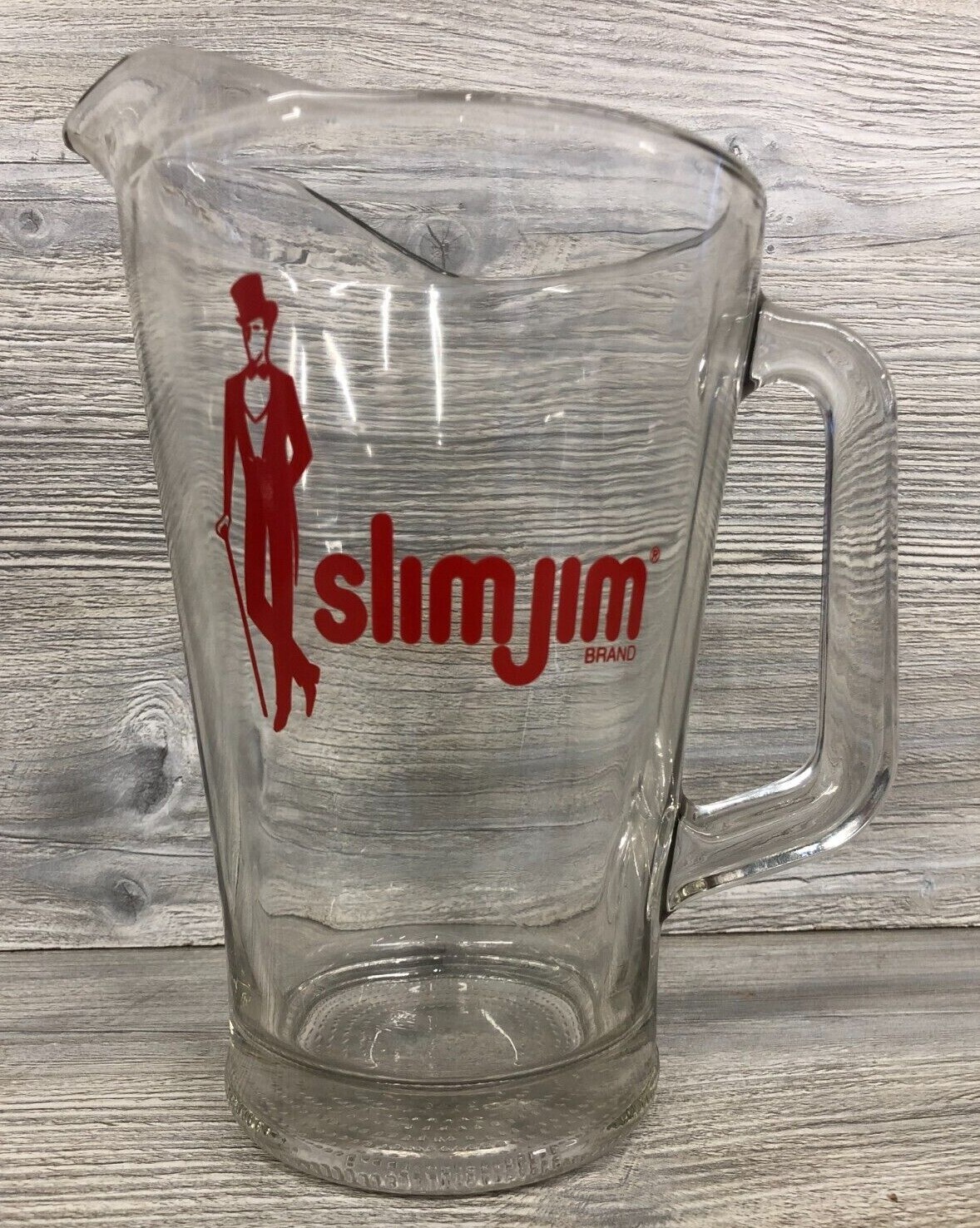 Heavy Clear Glass Slim Jim Logo Advertising Beer Lemonade Tea Drink Pitcher