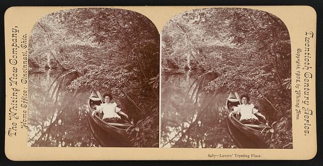 Photo:Cincinnati Ohio 1870s Lovers' Trysting Place Canoe Stereoview