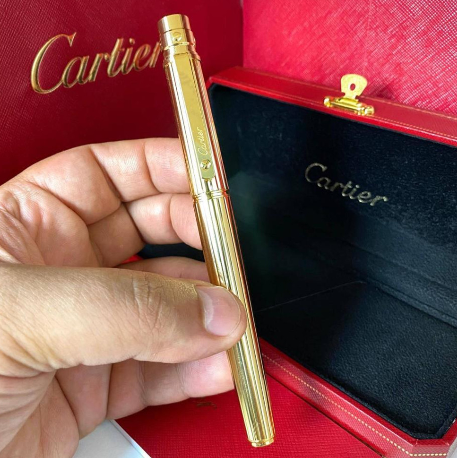 Cartier Santos Rollerball Pen Gold Finish Luxury Writing Gift New Box 2026