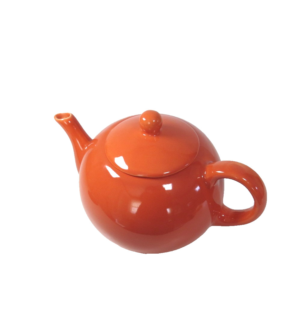 vintage ceramic 6 cup terra cotta/orange tea pot Portugal vintage ceramic 6 cup terra cotta/orange tea pot Portugal