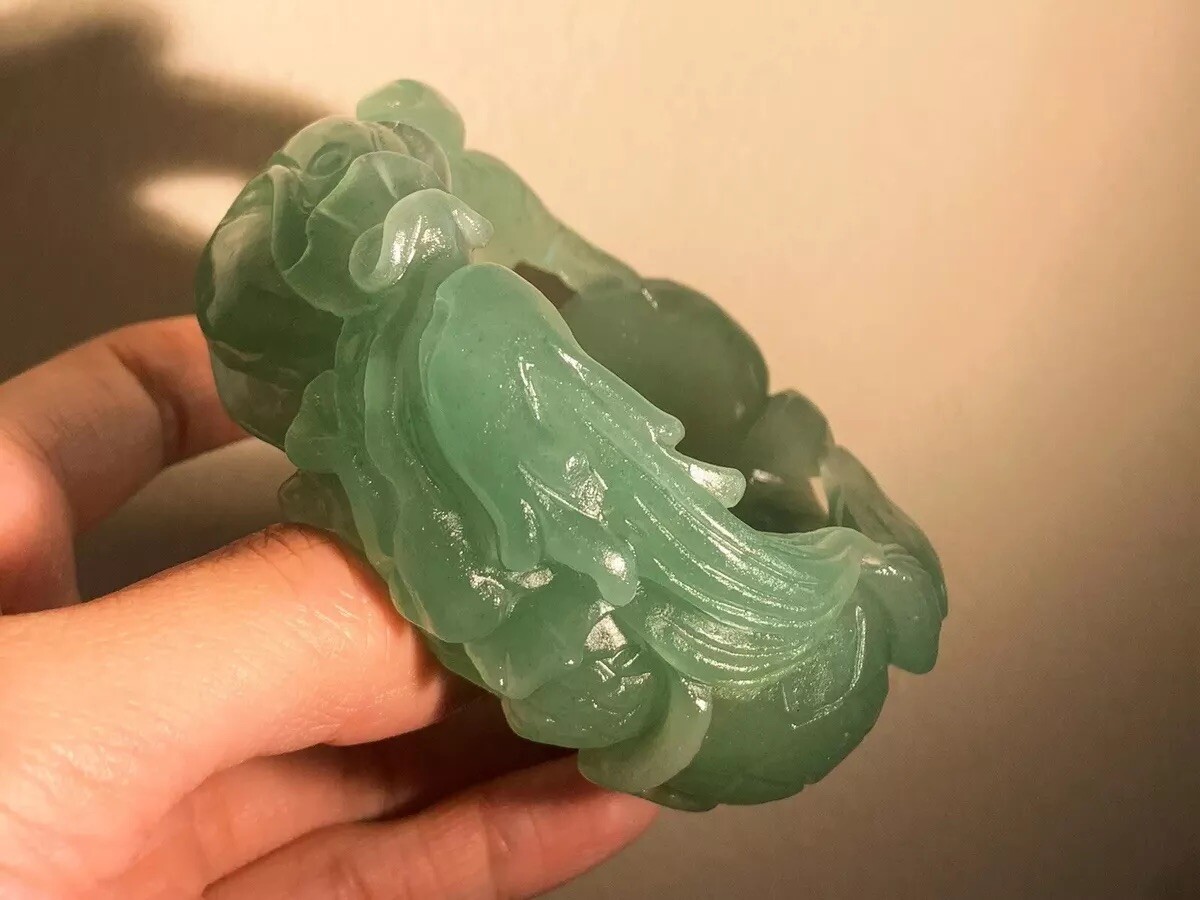 Special Price！58mm Natural Green Dongling Jade Bangle/ LongGui Myth creature