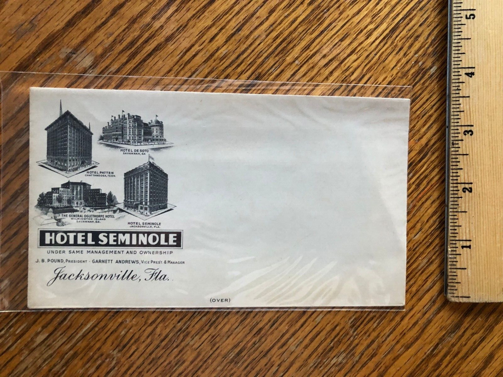 JACKSONVILLE FLORIDA HOTEL SEMINOLE UNUSED MAILING ENVELOPE GREAT GRAPHICS