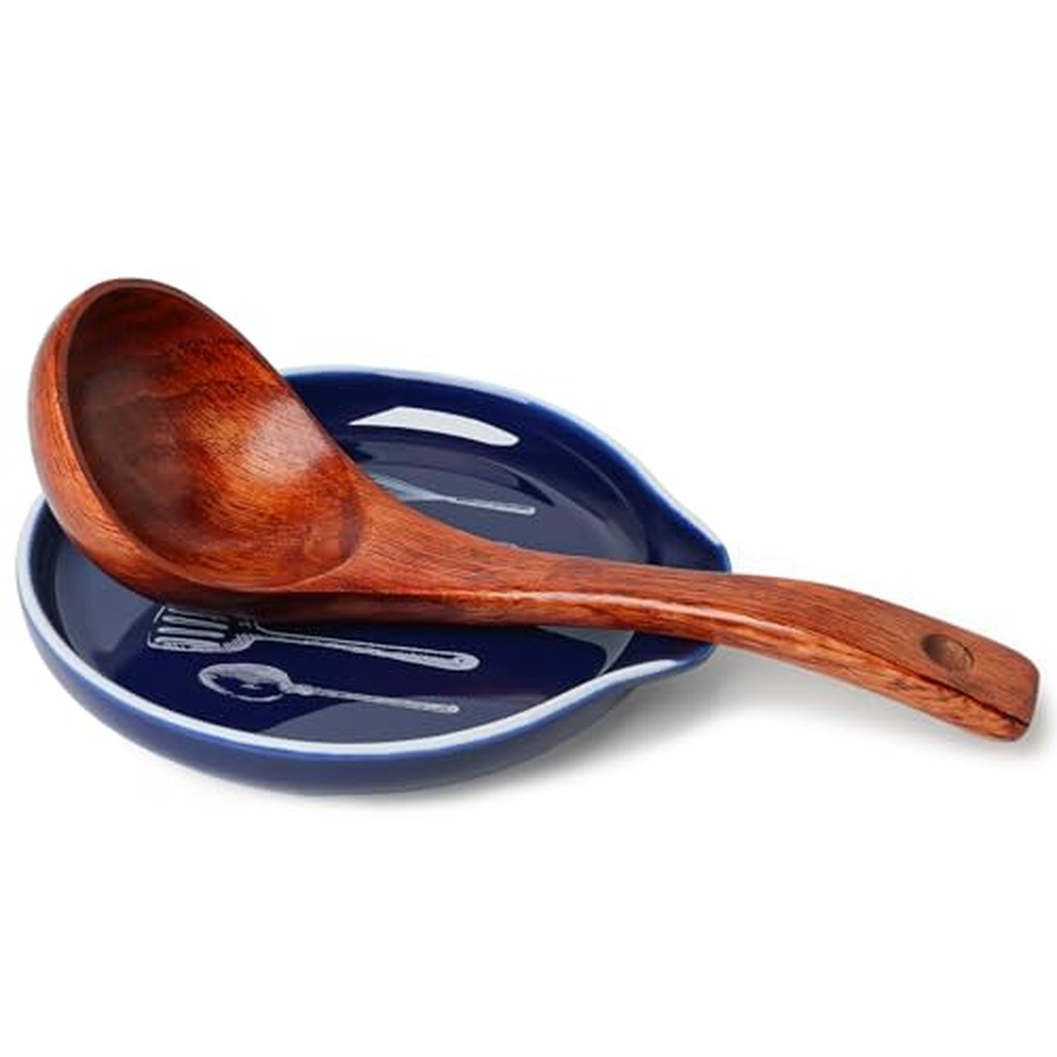 GDCZ Ceramic 5 Inch Spoon Rest for Kitchen Counter and Stove Top (Navy, 1) Navy