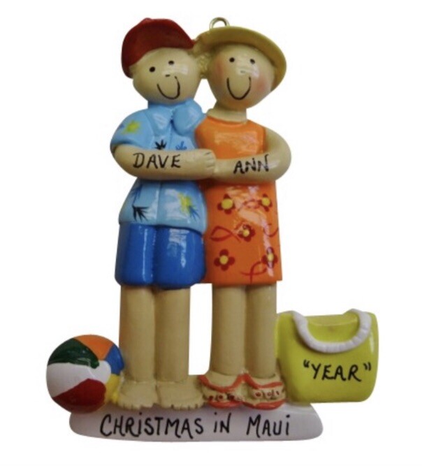 Personalized Beach Couple Christmas Ornament 