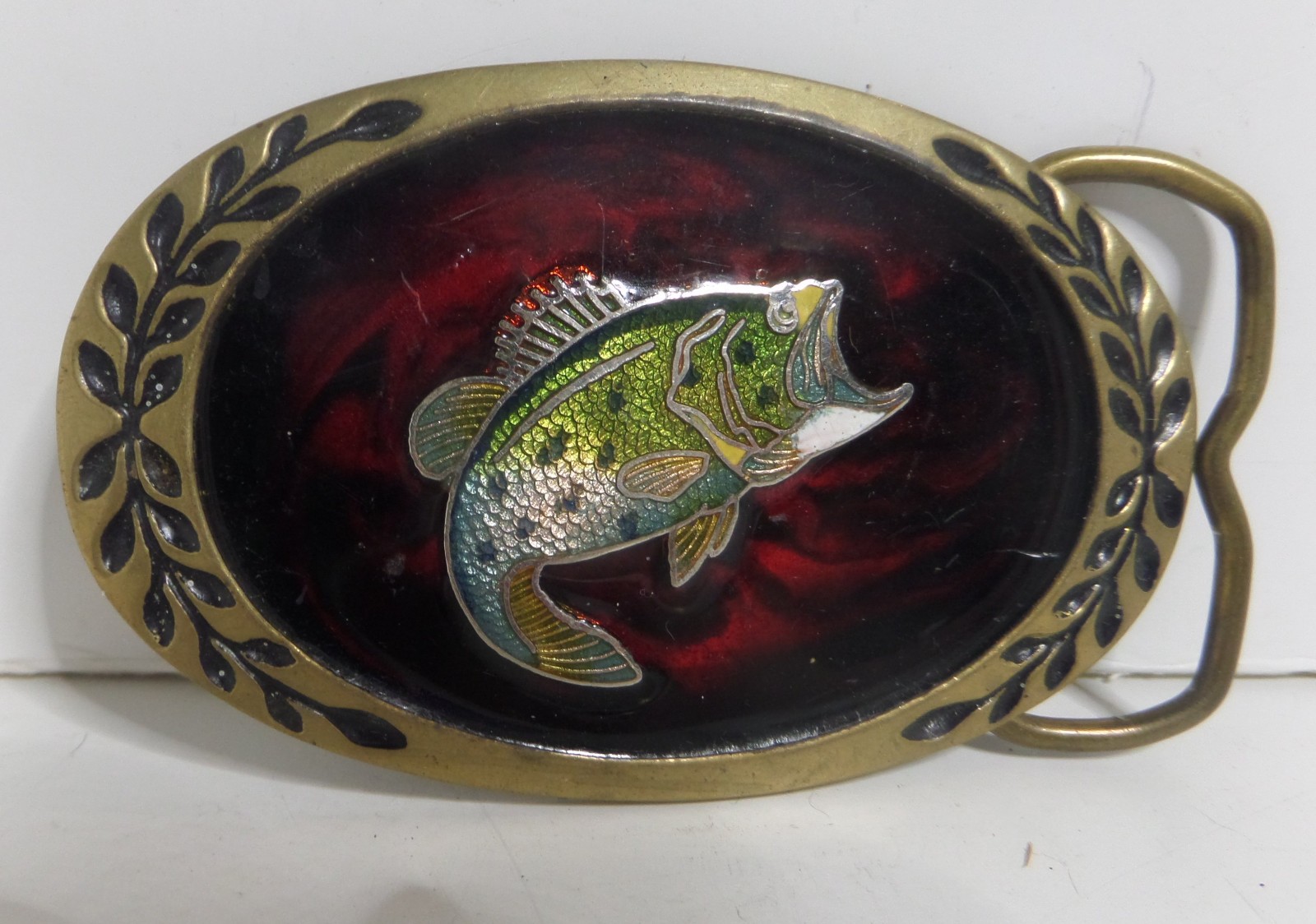 Fish Bass Brass belt buckle  1987 vintage
