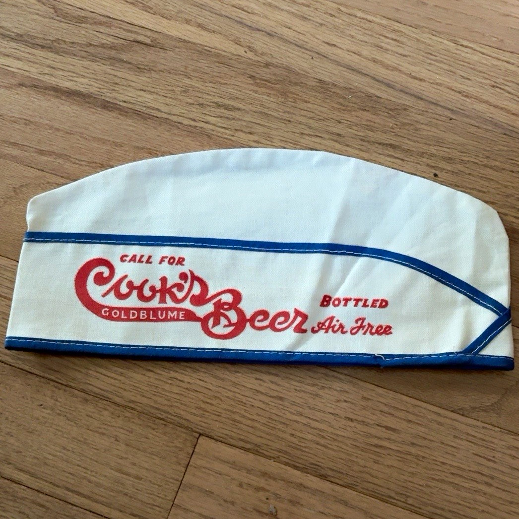 Rare c. 1948-53 Cook's Ale “Bottled Air Free”Beer Advertising Cloth Hat NOS Rare c. 1948-53 Cook's Ale “Bottled Air Free”Beer Advertising Cloth Hat NOS