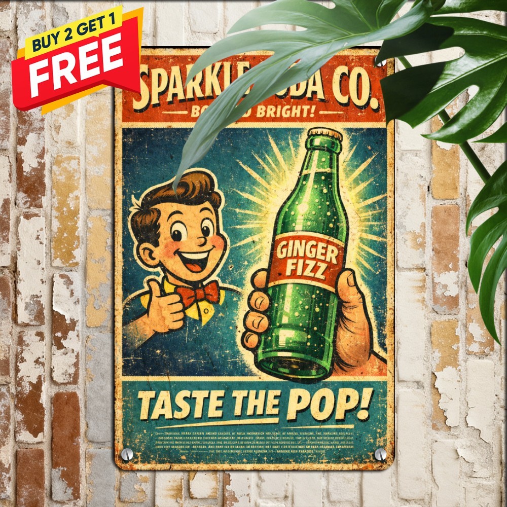Post Apocalyptic Soda Bottle Cap Sign Retro Gaming Man Cave Wall Metal Plaque