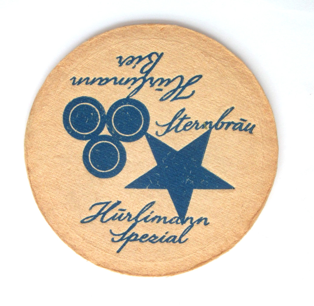 Vintage Hurlimann Sternbrau Beer Coaster Swiss Spezial Mat Zurich Switzerland