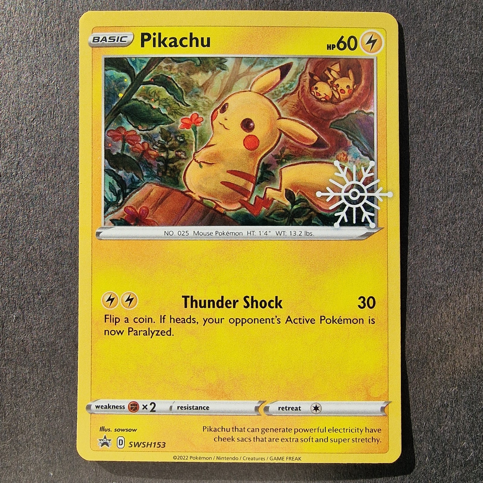 Pikachu SWSH153 Snowflake Stamp Black Star Promo Cosmos Holo Pokemon TCG English