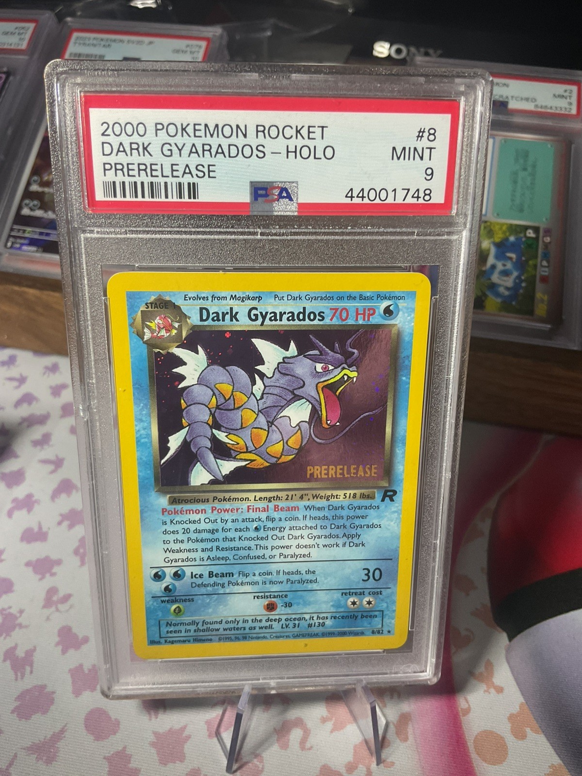 2000 Pokémon TCG Team Rocket Dark Gyarados Prerelease Holo Promo 8/82 PSA 9