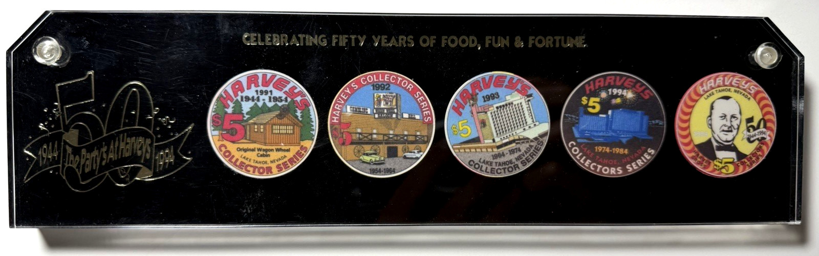 Harvey\'s $5 1994 50 Year Anniversary Casino Chip Set