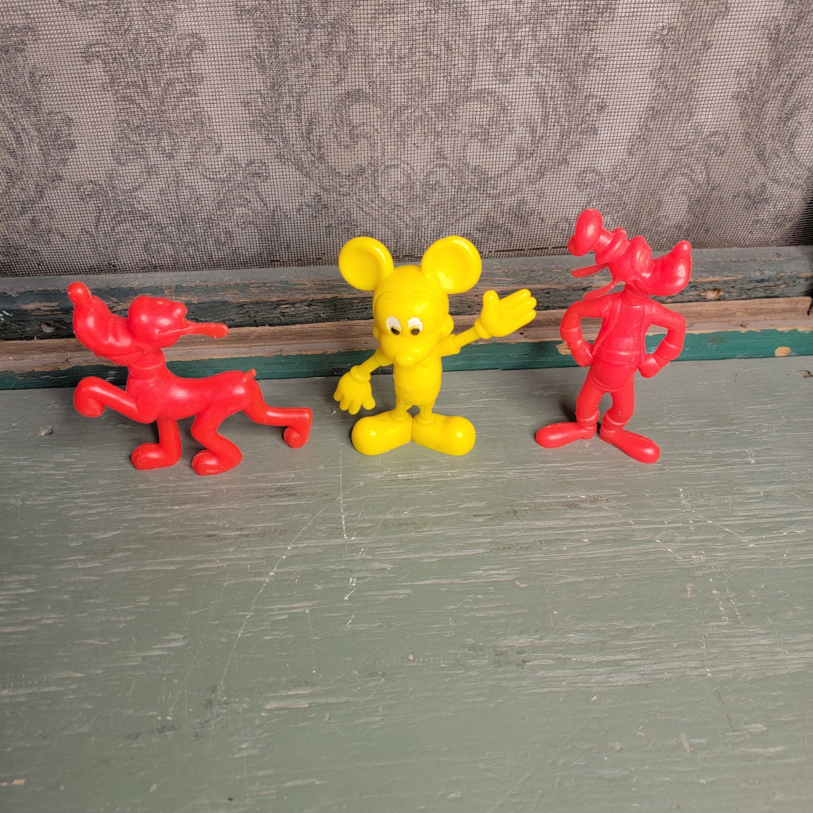 VTG Lot Of 3 Louis Marx Hard Plastic Mickey Mouse Disney Docked Pluto Goofy VTG Lot Of 3 Louis Marx Hard Plastic Mickey Mouse Disney Docked Pluto Goofy