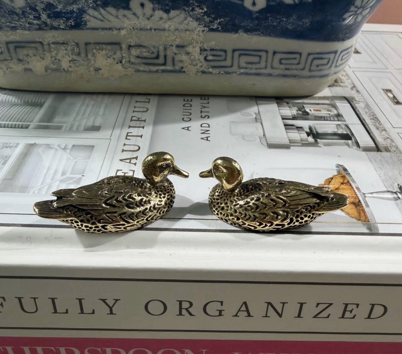 Brass Duck Figurines Set of 2 Miniature Mallard Bird Collectibles