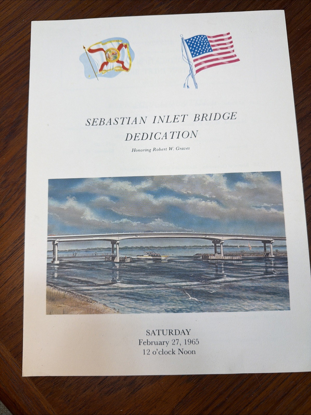 Vintage Sebastian Inlet Bridge Brevard County Florida Dedication 1963 Pamphlet