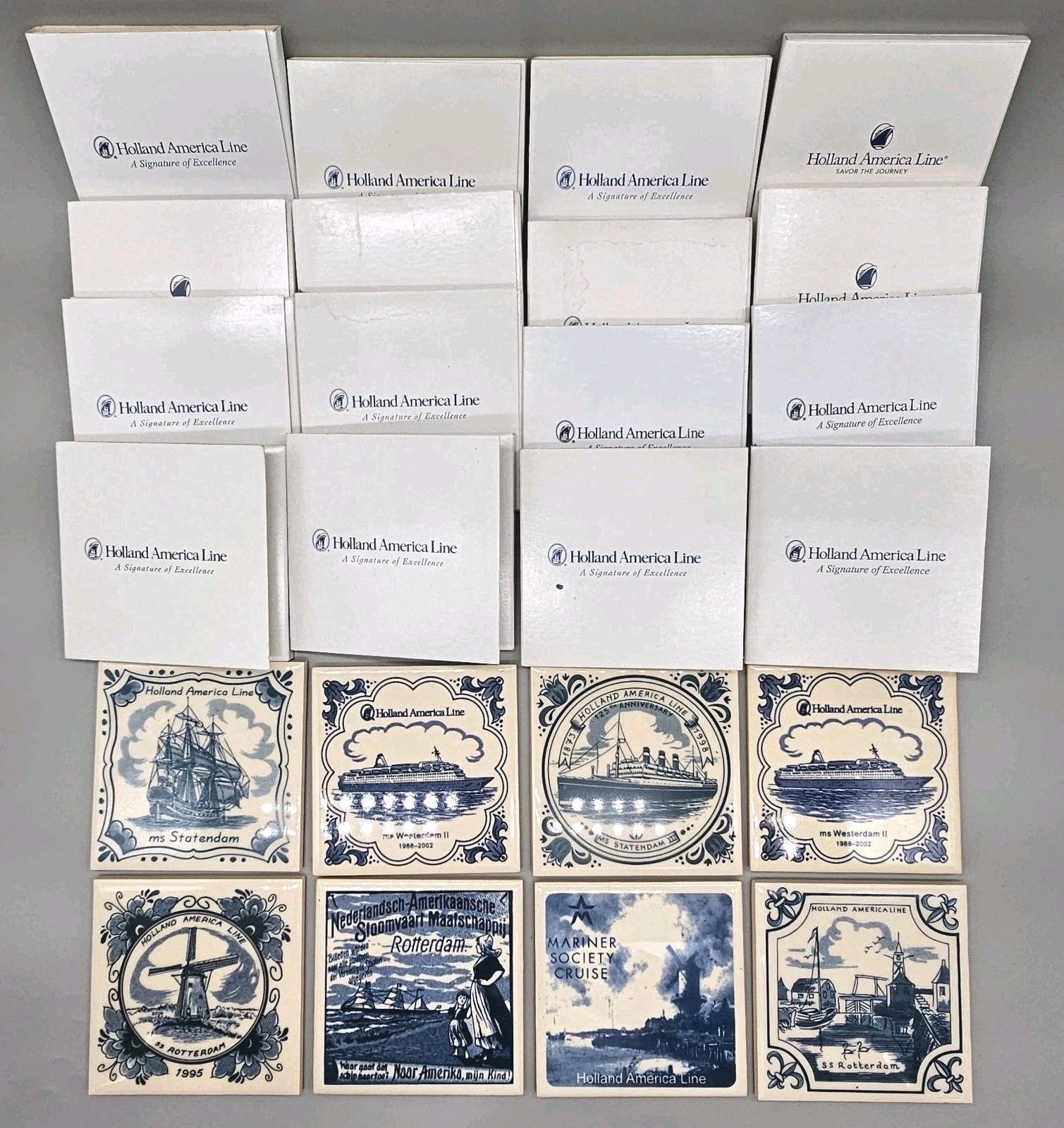 Lot of 24 Holland America Line Ceramic Tile Coasters by Royal GoedewaagenDelft 