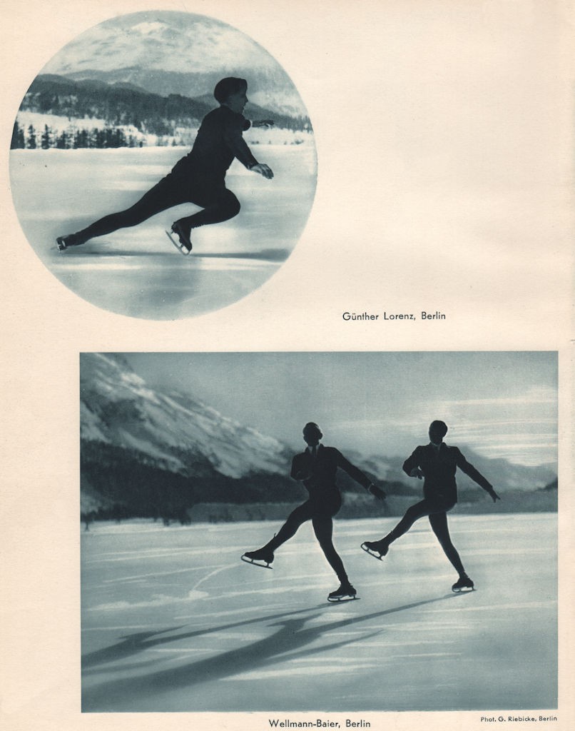 ICE FIGURE SKATING. Günther Lorenz - Wellmann-Baier, Berlin 1935 old print