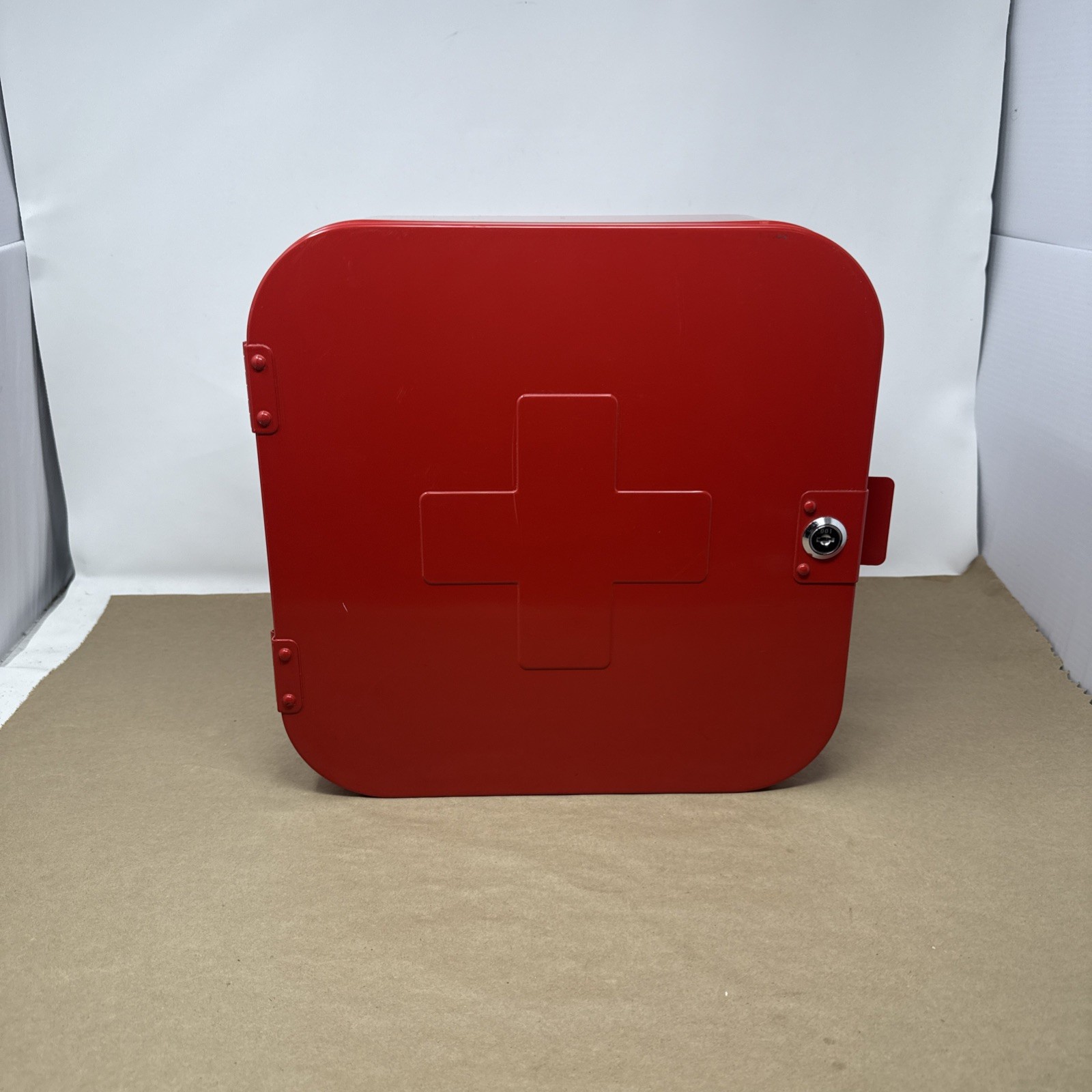 Vintage IKEA Gunnern First Aid Cabinet Retired Red Metal Industrial MCM - No Key
