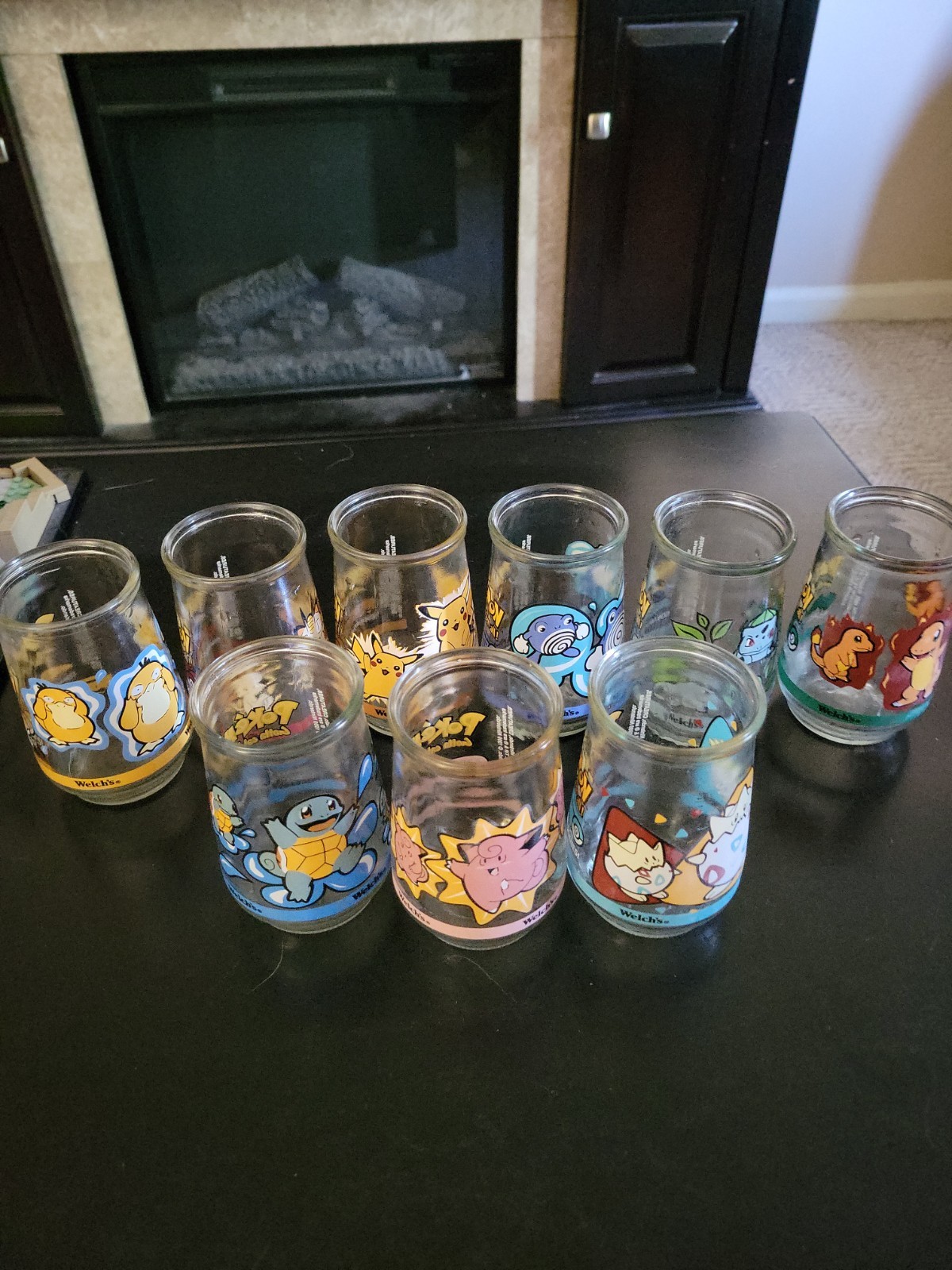 1999 Pokemon Welch's Jelly Jars Full Complete Set Of 9 No Lids