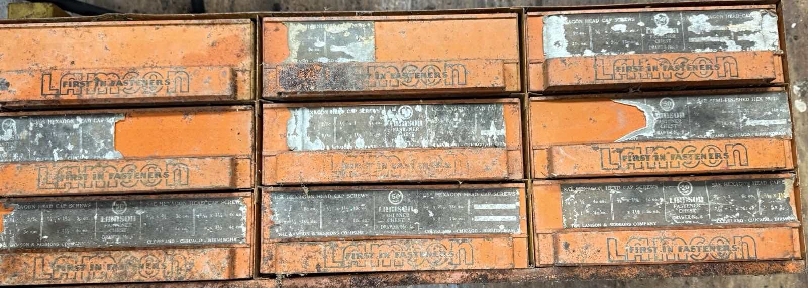Lamson Fastener cabinet. Antique.