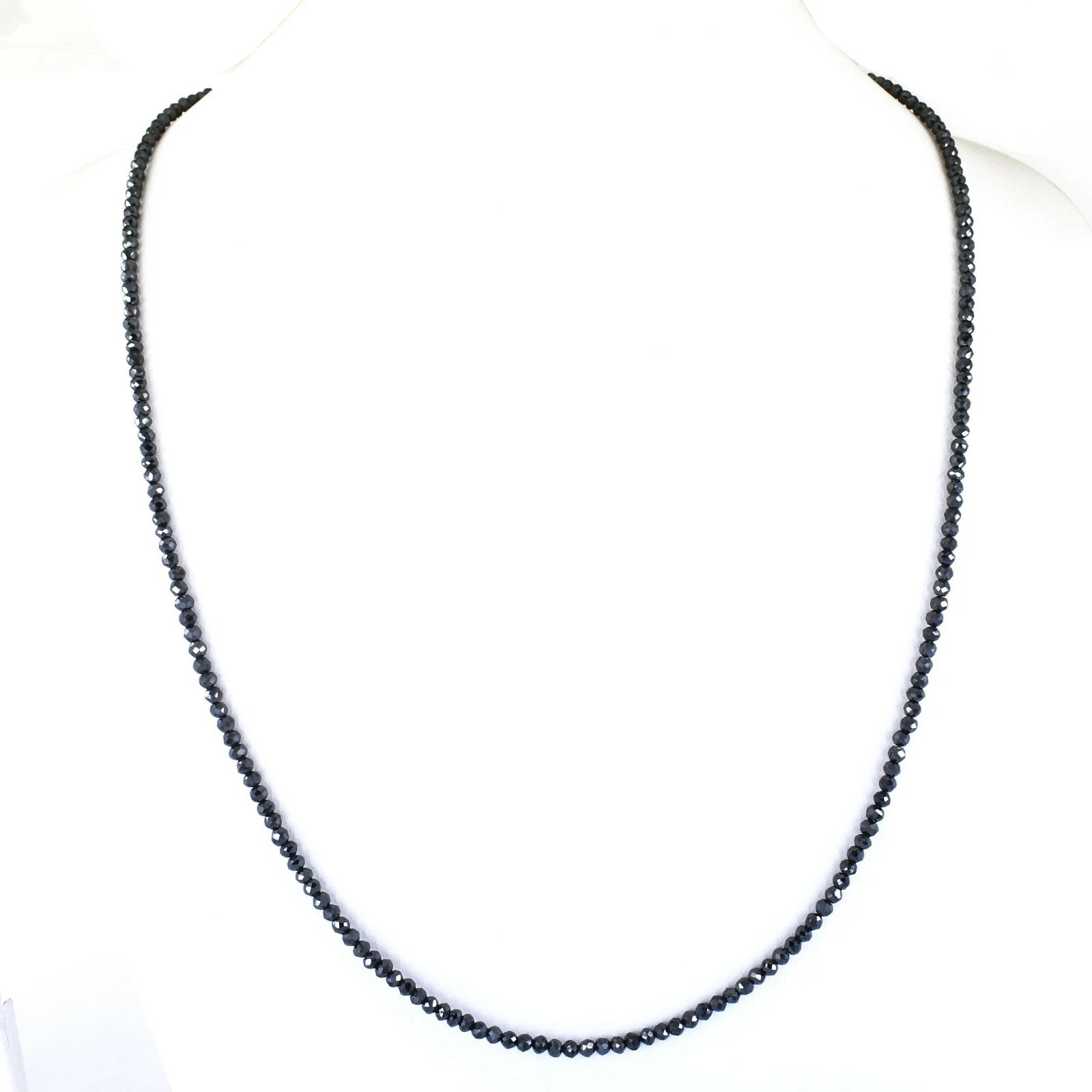 Certified 2 mm Certified Black Diamond Necklace, excellent Cut & Luster  VIDEO