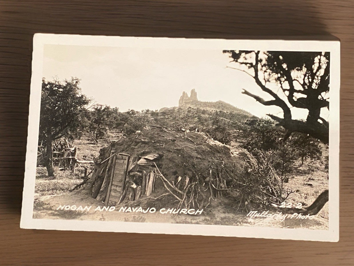 Vintage Postcard Early 1900s Native American Real Photos Navajo Church