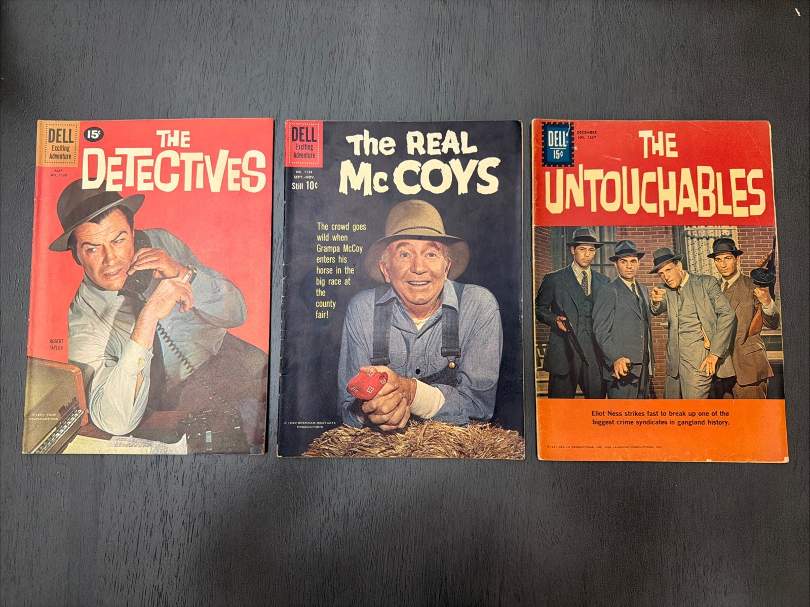 Vintage Dell TV Comics Lot of 3 Untouchables Real McCoys Detectives 1960s
