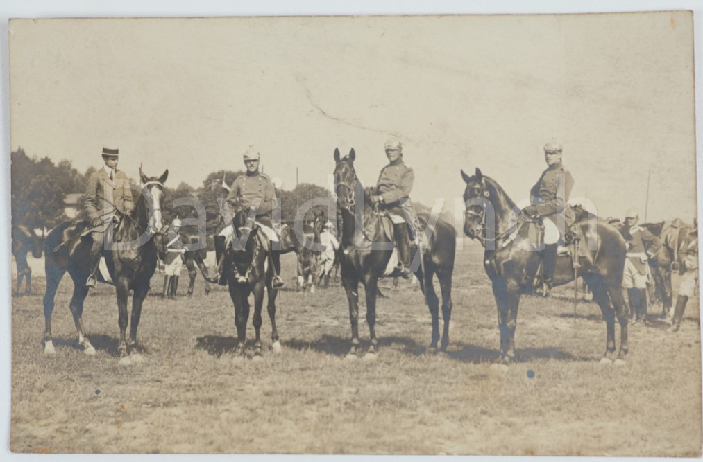 Vintage RPPC Imperial German Soldiers Pickelhaube Helmets Horseback Real Photo