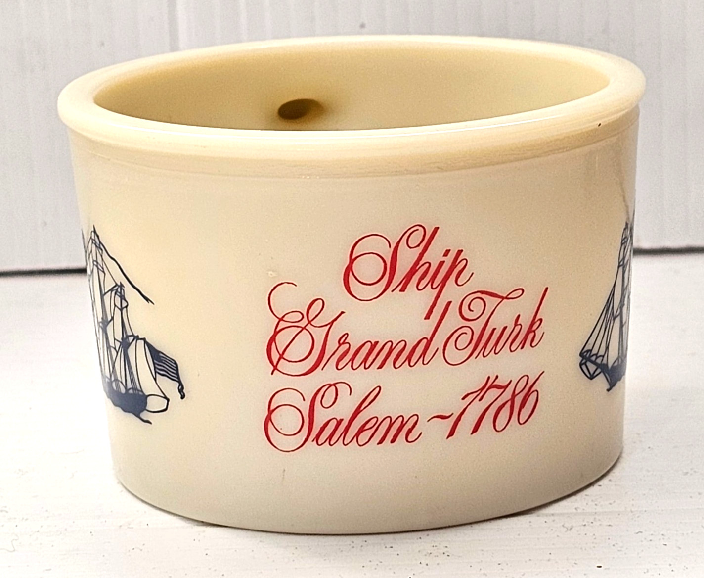 Vintage Old Spice Shaving Mug Shulton Ship Grand Turk Salem 1786 Milk Glass