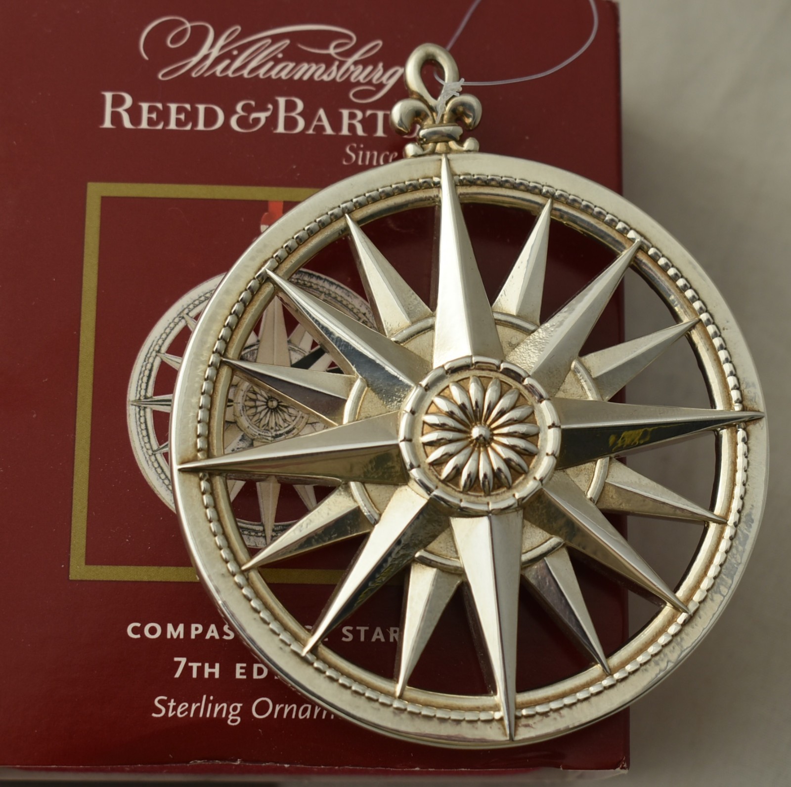 Rare REED BARTON Sterling CHRISTMAS ORNAMENT Rose Star COMPASS Williamsburg Ed