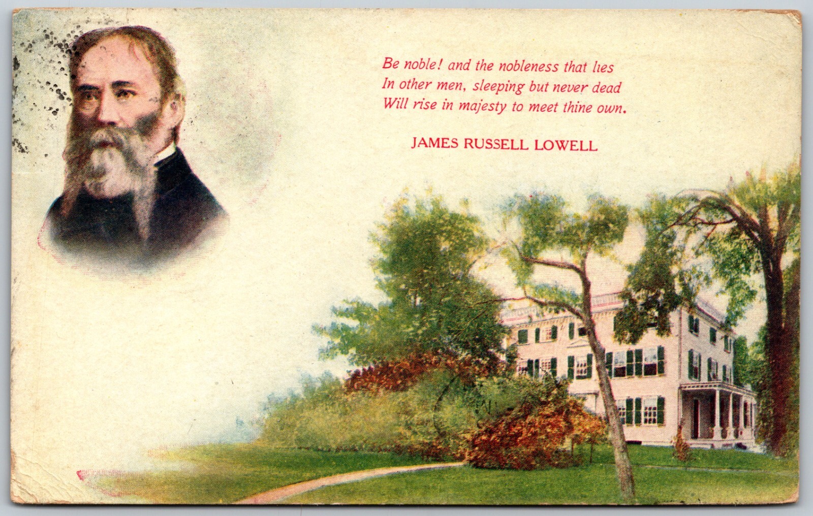 c1910 James Russell Lowell Poem ANTIQUE Postcard 2254
