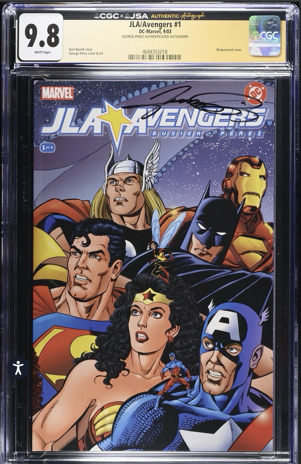 CGC JSA 9.8 JLA Avengers #1 SIGNED George Perez