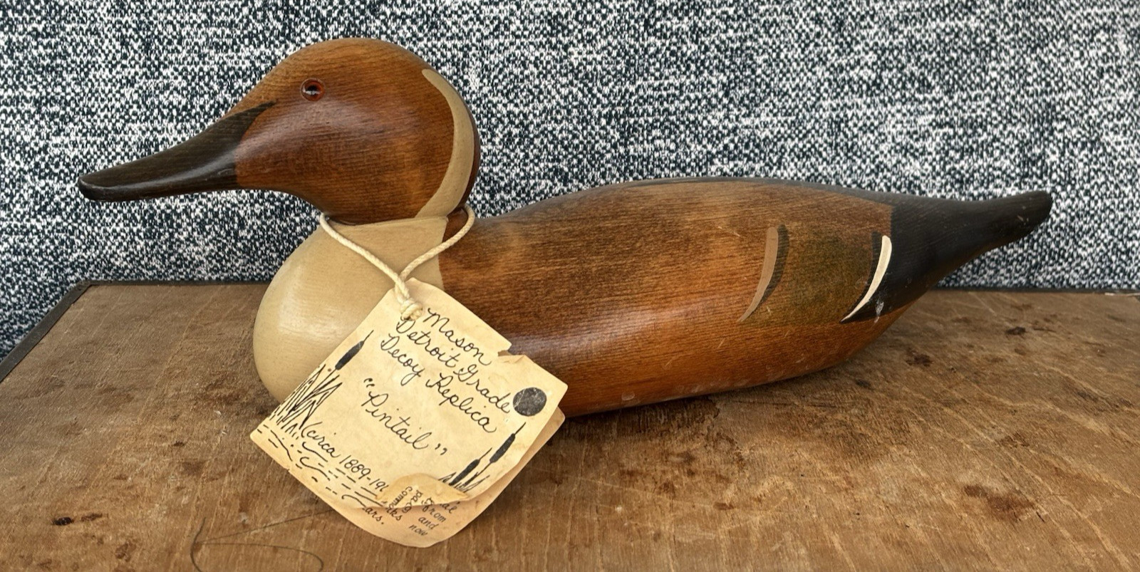 Frank L. Beall Mason Replica PINTAIL DRAKE Wood Decoy 1987 Hand Carved Duck 1/5 Frank L. Beall Mason Replica PINTAIL DRAKE Wood Decoy 1987 Hand Carved Duck 1/5