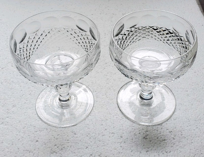 2 Waterford Crystal Colleen Champagne Glasses 4 3/8\'\'in Tall