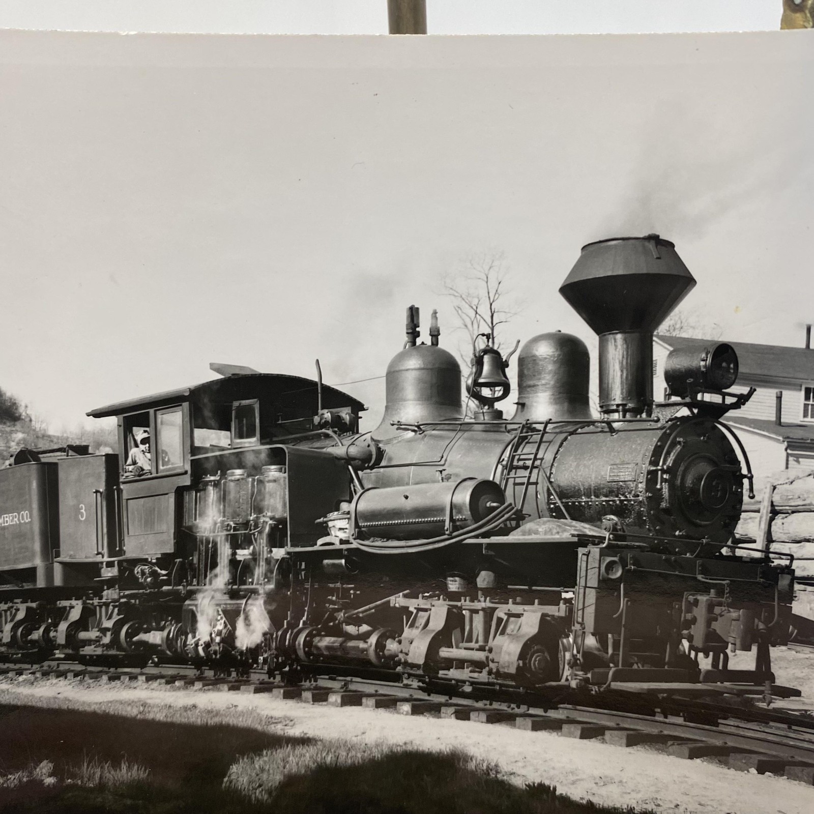 Vtg Ely-Thomas Lumber Steam Locomotive Train Photo 4x5 B&W Gelatin Original