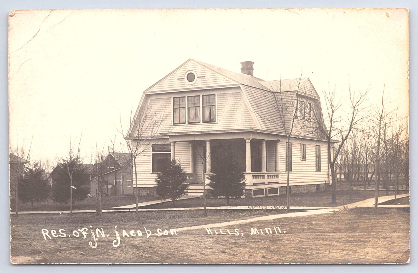Vintage Hills, Minnesota Postcard c.1920 Real Photo Jacobson Res. Old House RPPC
