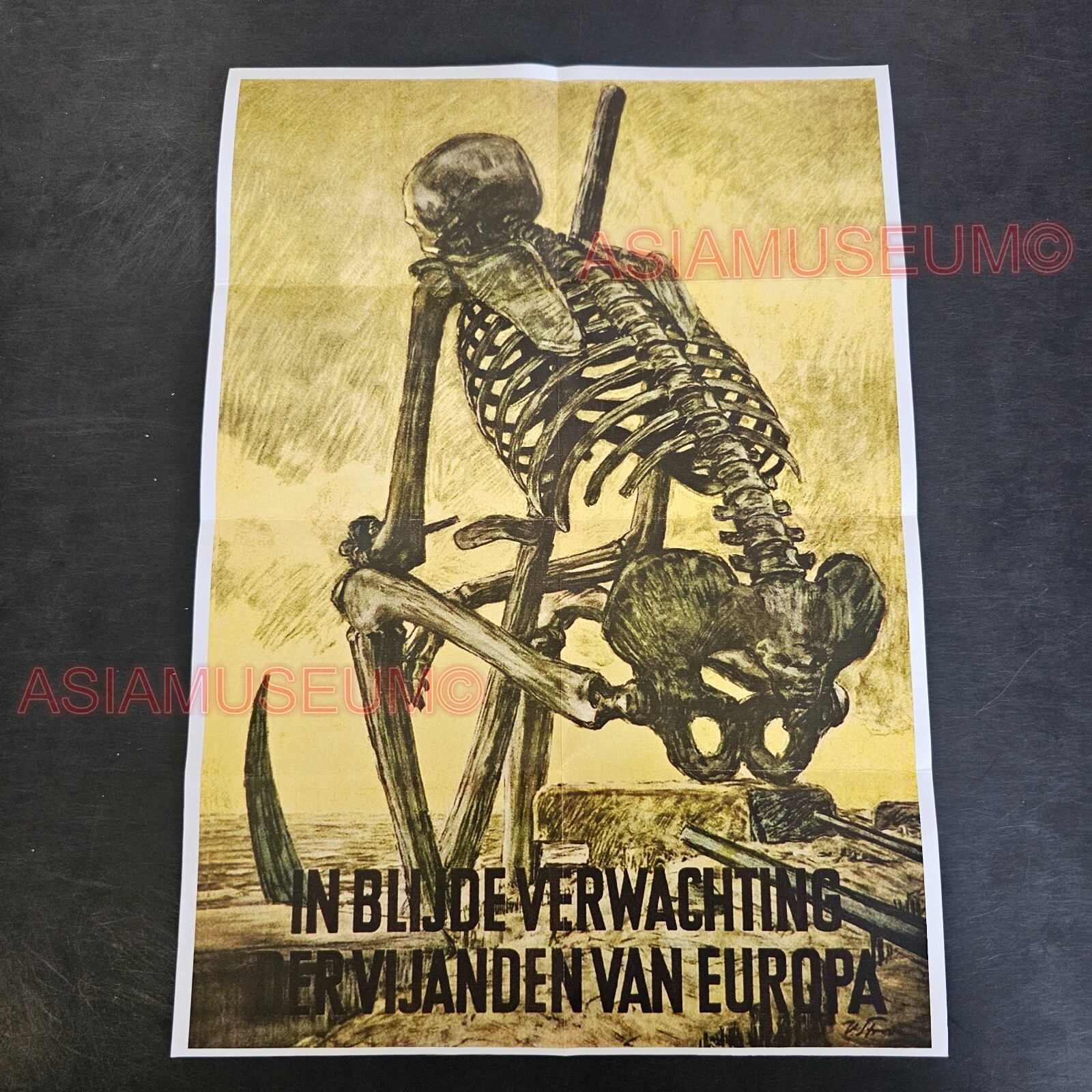 1944 WW2 USA AMERICA EUROPE SKELETON BRITAIN WAR MILITARY PROPAGANDA POSTER G24