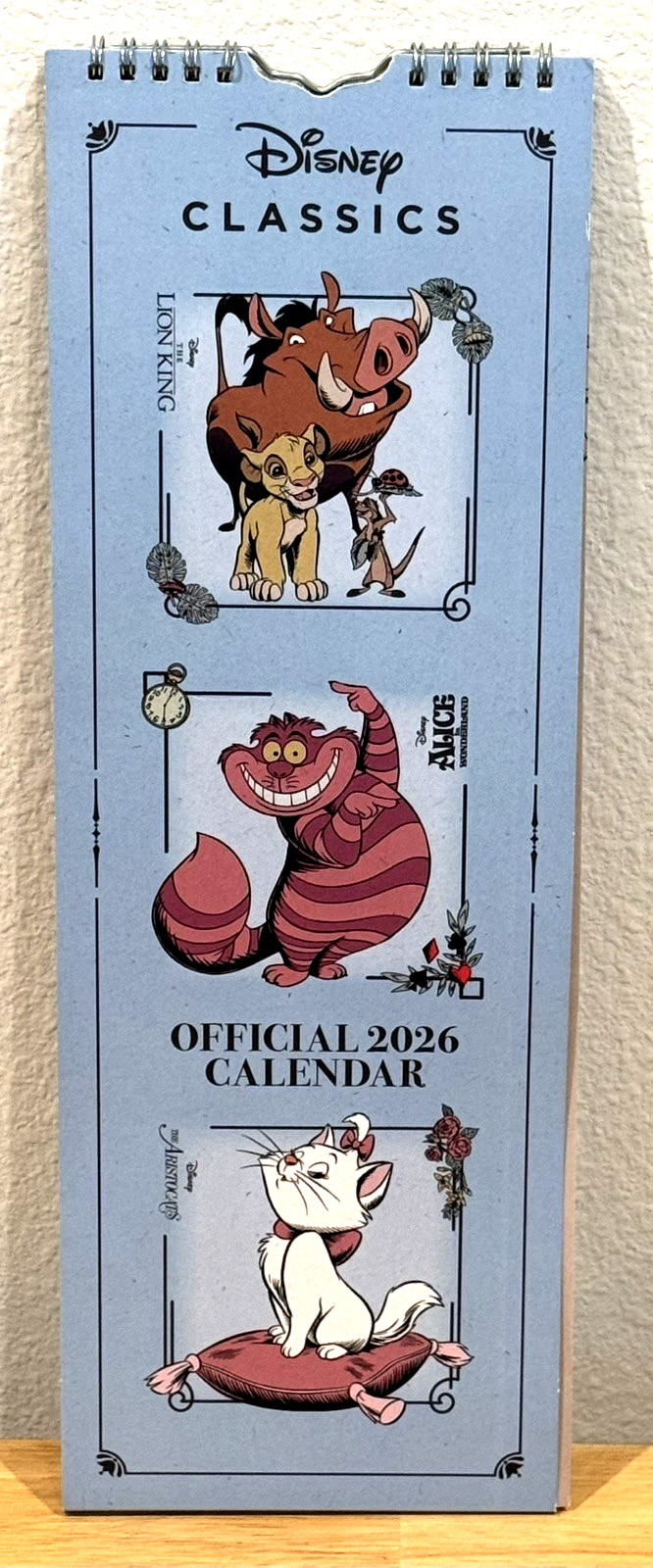 Disney Danilo Classics 2026 Slim Wall Calendar Alice Marie Dumbo Bambi Cheshire