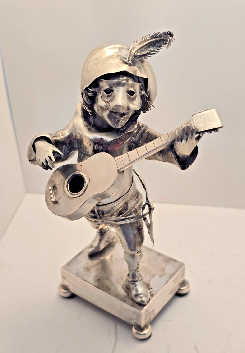 Rare Vintage Italian Silver Minstrel Figurine