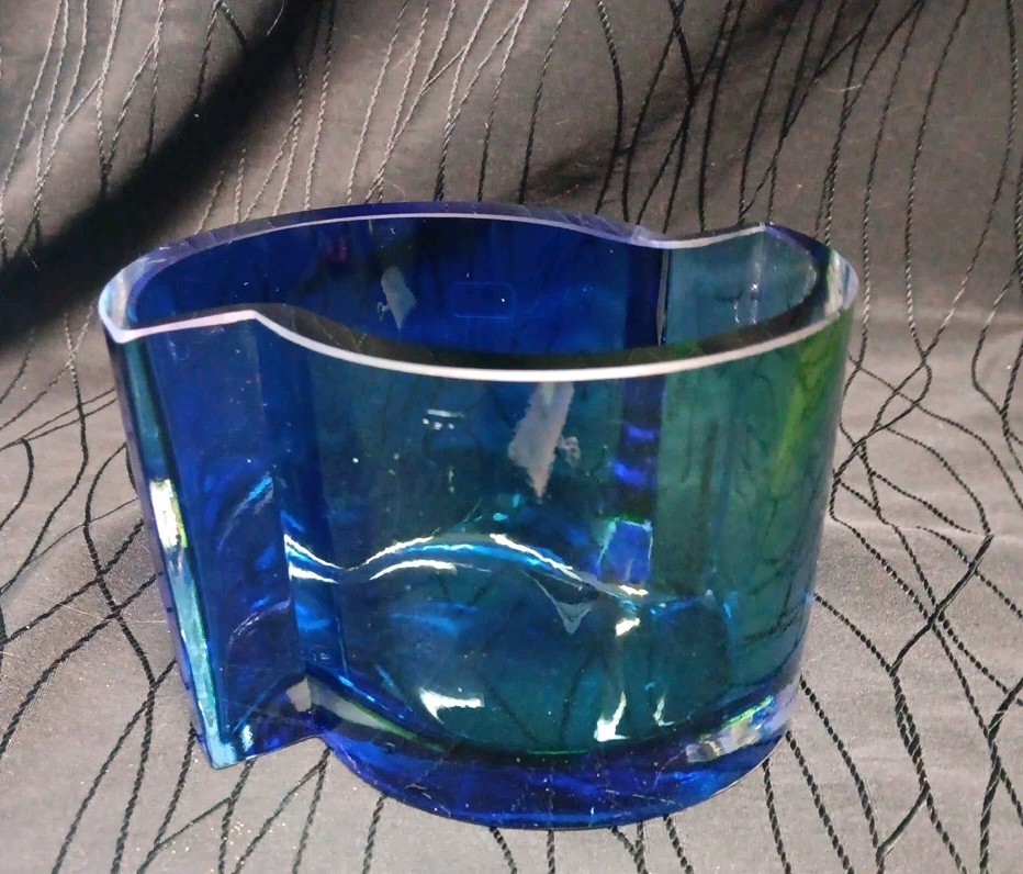 VINTAGE BOHEMIAN ART MAR STUDIO GLASS VASE DESIGN COBALT BLUE TURQUOISE VINTAGE BOHEMIAN ART MAR STUDIO GLASS VASE DESIGN COBALT BLUE TURQUOISE