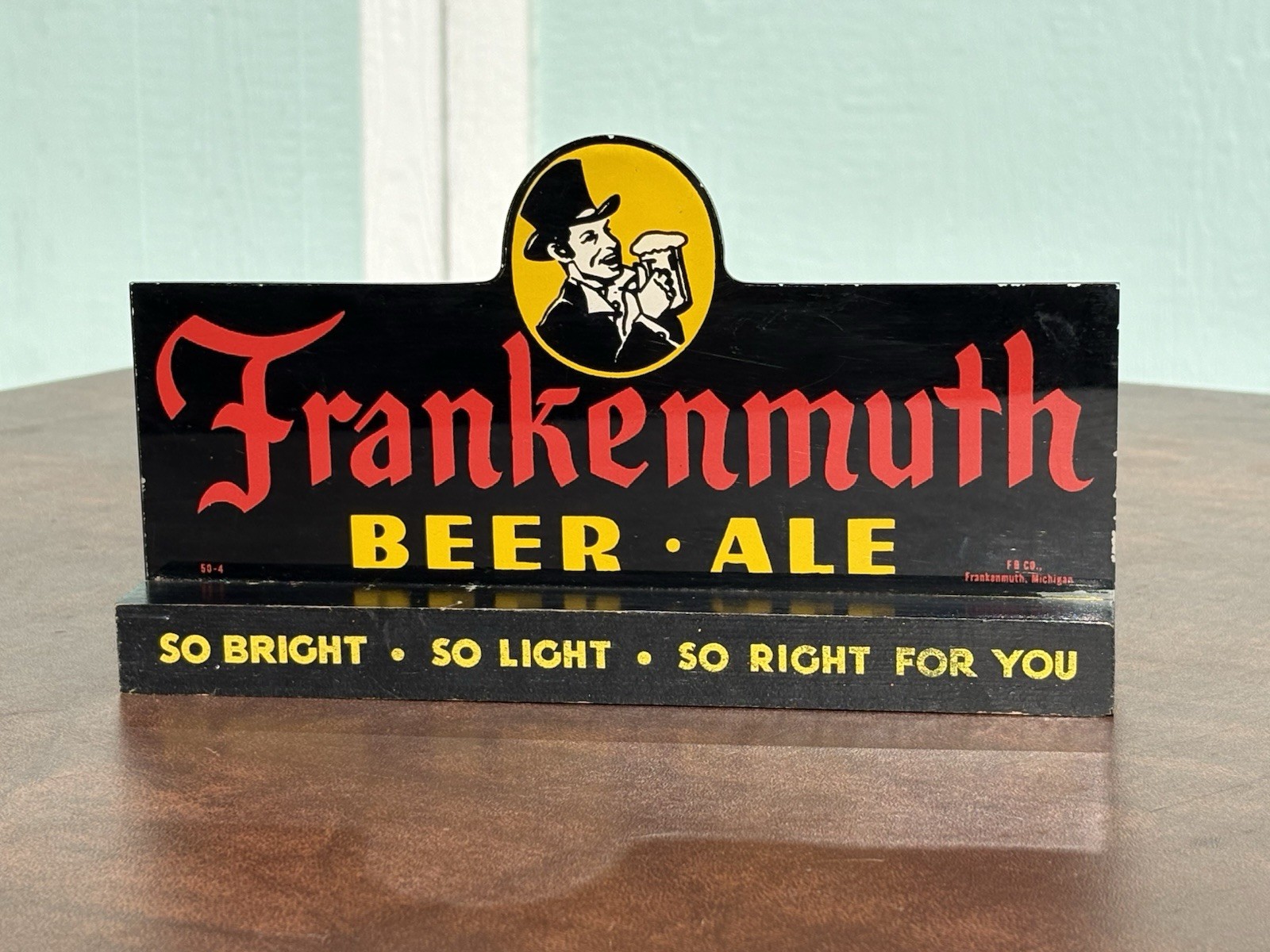 Rare Vintage Frankenmuth Beer Ale Dachshund Dog Wood Advertising Sign Michigan 