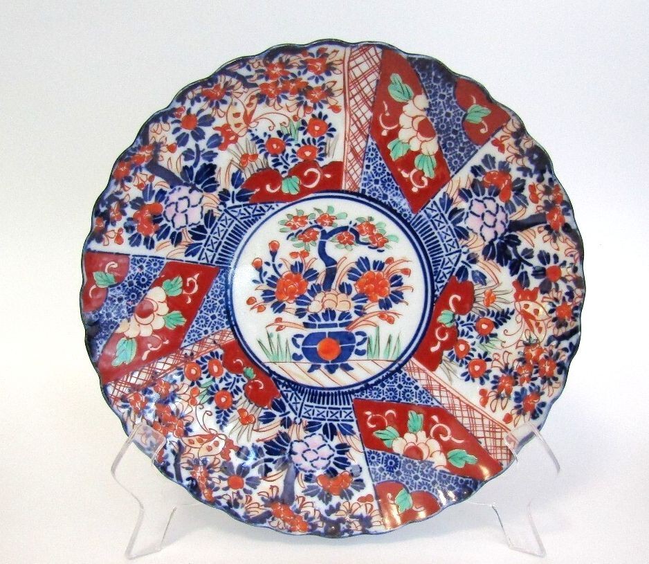 Antique Japanese Imari Porcelain Plate Scalloped Rim 19th Century Meiji 145 Yrs
