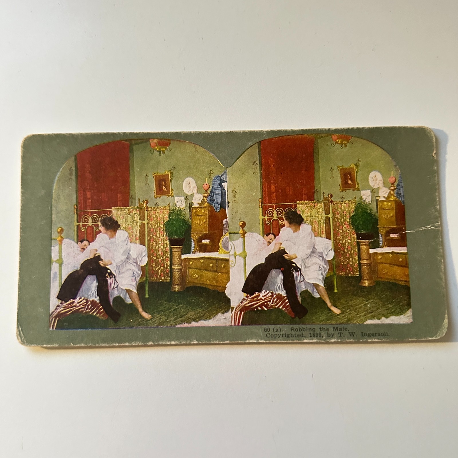 Robbing The Male Staged TW Ingersoll Series 1899 Antique Stereoview Card 5H6-3
