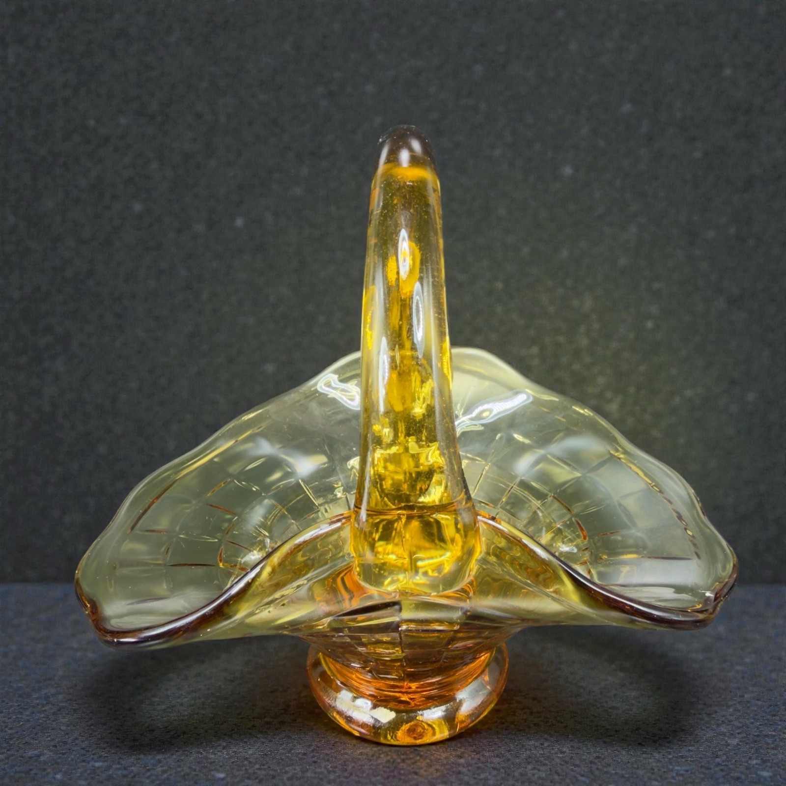 Vintage Italian Art Glass Basket Dish Bowl Amber Swirl Pattern Glass Decorative Vintage Italian Art Glass Basket Dish Bowl Amber Swirl Pattern Glass Decorative