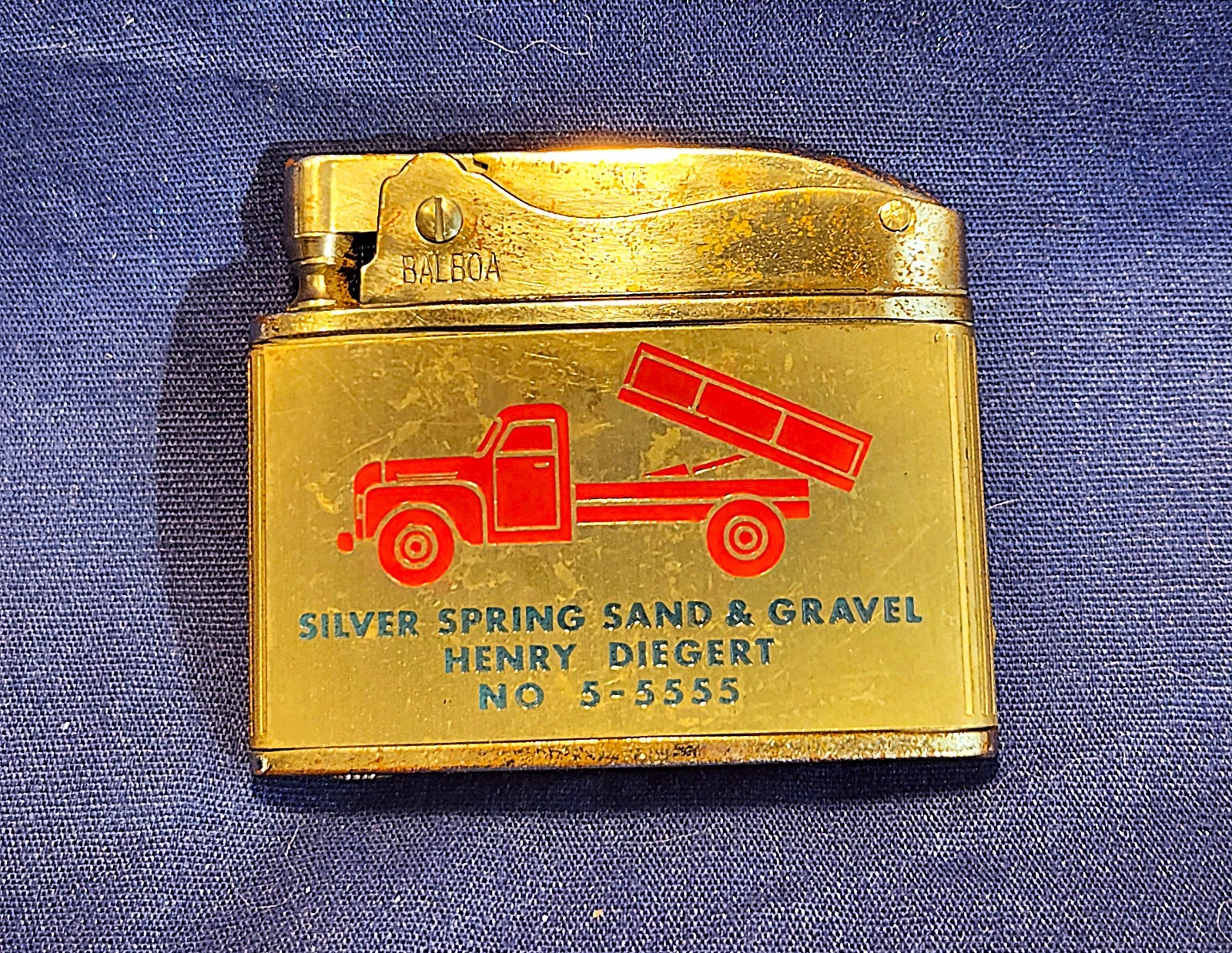 Advertising Lighter  Silver Spring Sand Gravel 1960s Wellington Balboa WORKS