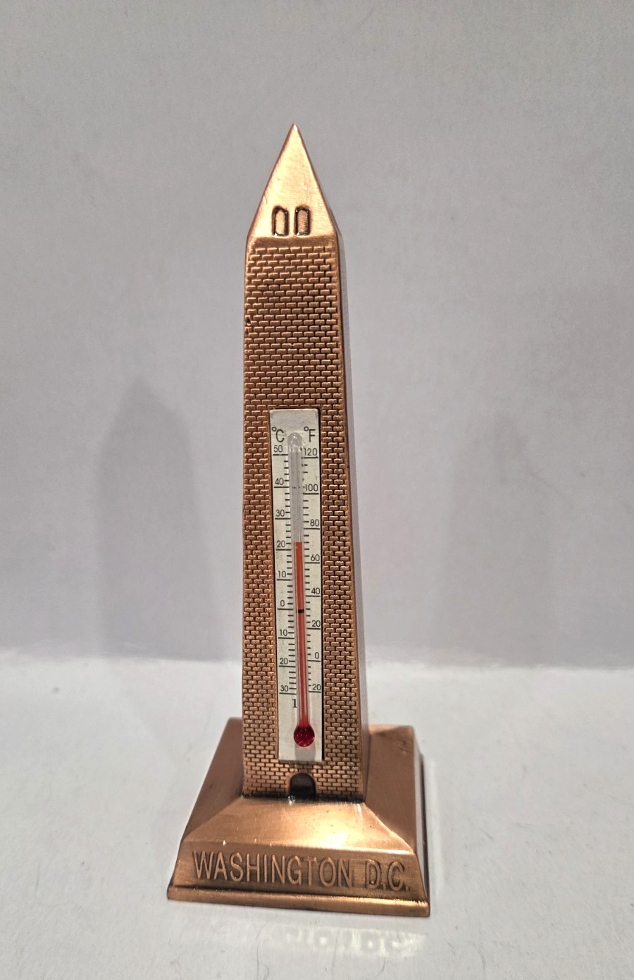 Washington DC Monument SOUVENIR THERMOMETER  Copper Finish 5 3/4