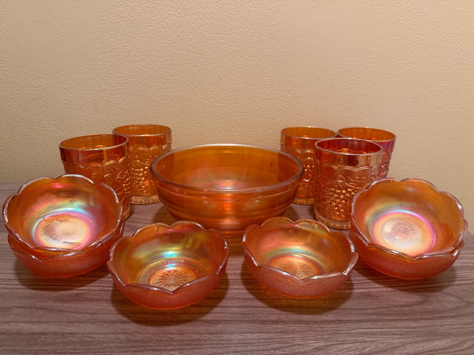 Vintage Marigold Carnival Glass Lot – Imperial, Jeannette & Federal (12 Pieces)