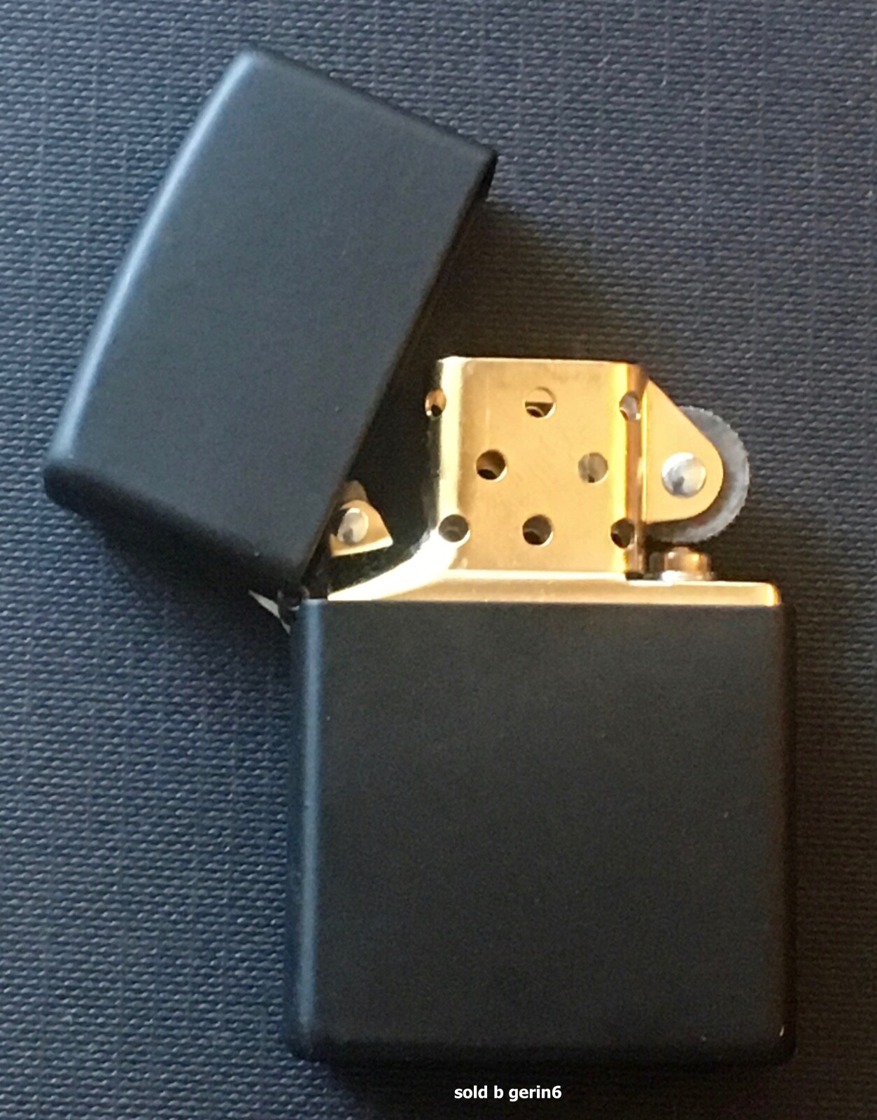Zippo Windproof Black Matte Lighter With GOLD Insert, 218BI, New In Box Zippo Windproof Black Matte Lighter With GOLD Insert, 218BI, New In Box